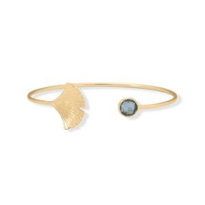 14 Karat Gold Plated London Blue Topaz Fan Design Cuff Bracelet Item #: 23649